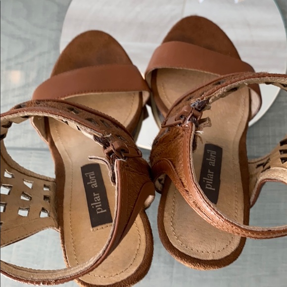 Pilar Abril leather suede open toe ankle heels - Picture 3 of 15